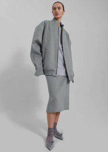 The Frankie Shop Outerwear Women Arley Oversized Bomber - Light Grey Grey - Image 3