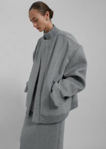 The Frankie Shop Outerwear Women Arley Oversized Bomber - Light Grey Grey - Image 4