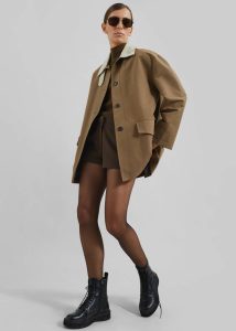 The Frankie Shop Outerwear Women Brown Ryker Boxy Jacket - Brown - Image 3