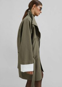 The Frankie Shop Outerwear Women Green Alberta Short Trench - Khaki - Image 2