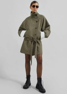 The Frankie Shop Outerwear Women Green Alberta Short Trench - Khaki