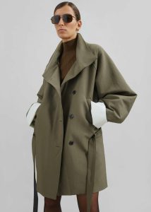 The Frankie Shop Outerwear Women Green Alberta Short Trench - Khaki - Image 4