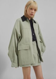 The Frankie Shop Outerwear Women Green Malia Utility Jacket - Khaki - Image 4