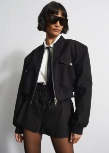 The Frankie Shop Pomona Crop Bomber Jacket - Black Women Outerwear Black