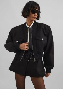 The Frankie Shop Pomona Crop Bomber Jacket - Black Women Outerwear Black - Image 3