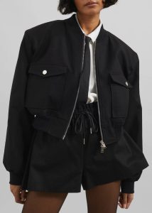 The Frankie Shop Pomona Crop Bomber Jacket - Black Women Outerwear Black - Image 4