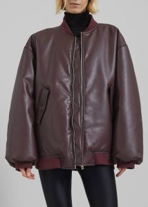 The Frankie Shop Red Astra Faux Leather Bomber Jacket - Burgundy Outerwear Women - Image 4