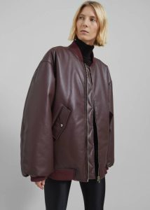 The Frankie Shop Red Astra Faux Leather Bomber Jacket - Burgundy Outerwear Women - Image 5