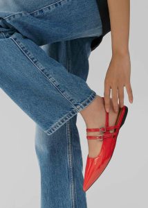 The Frankie Shop Red Vagabond Hermine Low Shoes - Flame Red Women Flats