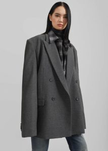 The Frankie Shop Tarvis Double Breasted Blazer - Dark Grey Outerwear Women Grey - Image 2