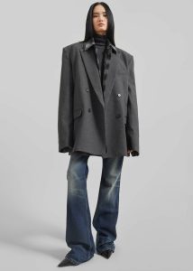 The Frankie Shop Tarvis Double Breasted Blazer - Dark Grey Outerwear Women Grey