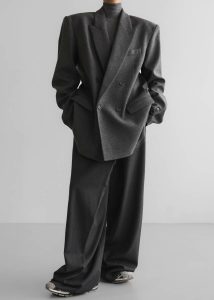 The Frankie Shop Tarvis Double Breasted Blazer - Dark Grey Outerwear Women Grey - Image 4
