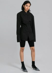 The Frankie Shop Tops Bec Padded Shirt - Black Women Black - Image 3