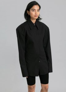 The Frankie Shop Tops Bec Padded Shirt - Black Women Black - Image 4