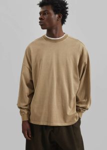 The Frankie Shop Tops Beige Collins Long Sleeve Tee - Camel Men