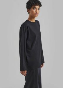 The Frankie Shop Tops Bennett Long Sleeves Tee - Black Black Women