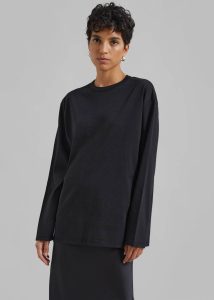 The Frankie Shop Tops Bennett Long Sleeves Tee - Black Black Women - Image 3