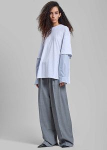 The Frankie Shop Tops Bryton Layered Tee - Light Grey/Blue Women Grey - Image 3