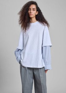 The Frankie Shop Tops Bryton Layered Tee - Light Grey/Blue Women Grey - Image 5