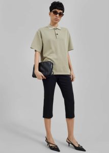 The Frankie Shop Tops Dianne Polo Shirt - Khaki Green Women - Image 2