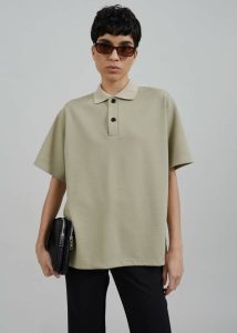 The Frankie Shop Tops Dianne Polo Shirt - Khaki Green Women