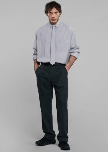 The Frankie Shop Tops Grey Sinclair Oxford Shirt - Grey Men