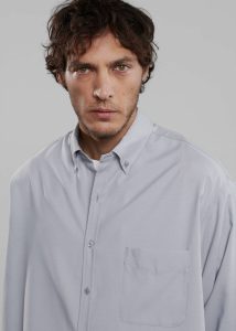 The Frankie Shop Tops Grey Sinclair Oxford Shirt - Grey Men - Image 3