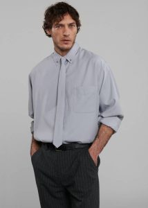 The Frankie Shop Tops Grey Sinclair Oxford Shirt - Grey Men - Image 4