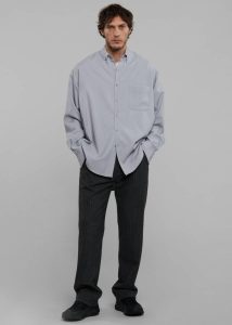 The Frankie Shop Tops Grey Sinclair Oxford Shirt - Grey Men - Image 5