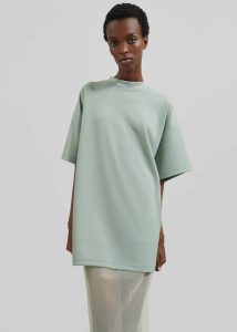 The Frankie Shop Tops Hal Drop Shoulder T-Shirt  - Sage Women Green - Image 2