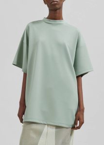 The Frankie Shop Tops Hal Drop Shoulder T-Shirt  - Sage Women Green - Image 3