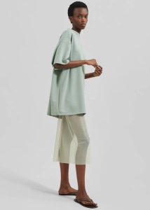 The Frankie Shop Tops Hal Drop Shoulder T-Shirt  - Sage Women Green - Image 4