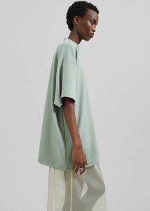 The Frankie Shop Tops Hal Drop Shoulder T-Shirt  - Sage Women Green - Image 5