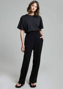 The Frankie Shop Tops Lilou Simple Tee - Black Women Black - Image 2