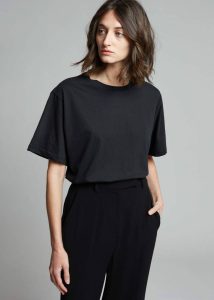 The Frankie Shop Tops Lilou Simple Tee - Black Women Black
