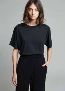 The Frankie Shop Tops Lilou Simple Tee - Black Women Black - Image 3
