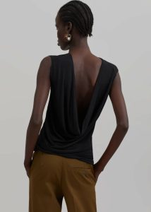 The Frankie Shop Tops Women Black Salma Drop Back Blouse - Black