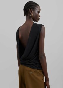 The Frankie Shop Tops Women Black Salma Drop Back Blouse - Black - Image 4