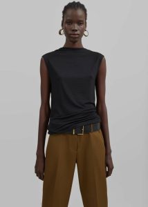 The Frankie Shop Tops Women Black Salma Drop Back Blouse - Black - Image 5