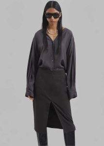 The Frankie Shop Tops Women Finley Blouse - Charcoal Grey