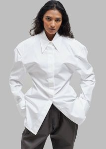 The Frankie Shop Tops Women White Bec Padded Shirt - White - Image 4