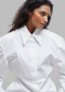 The Frankie Shop Tops Women White Bec Padded Shirt - White - Image 5