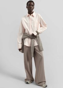 The Frankie Shop Volda Asymmetric Button-Up Shirt - Pink Women Pink Tops