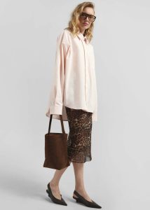 The Frankie Shop Volda Asymmetric Button-Up Shirt - Pink Women Pink Tops - Image 3