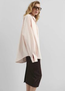 The Frankie Shop Volda Asymmetric Button-Up Shirt - Pink Women Pink Tops - Image 4