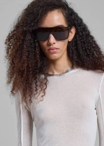 The Frankie Shop White Mesa Sheer Long Sleeve Tee - White Tops Women - Image 4