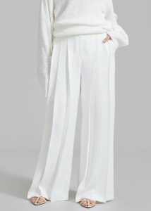The Frankie Shop White Women Bottoms Dillon Pleated Pants - White - Image 5