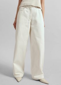 The Frankie Shop White Women Bottoms Remain Cocoon Denim Pants - Ecru - Image 2