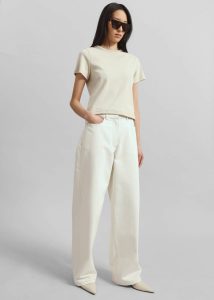 The Frankie Shop White Women Bottoms Remain Cocoon Denim Pants - Ecru - Image 3