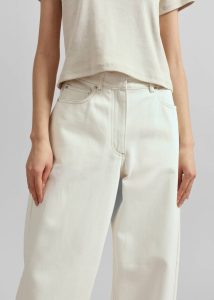 The Frankie Shop White Women Bottoms Remain Cocoon Denim Pants - Ecru - Image 4